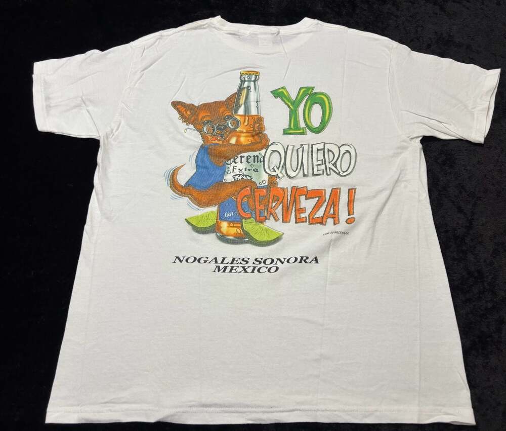 Men Large Vintage Yo Quiero Cerveza' T-Shirt, Nogales Sonora Mexico Tshirt